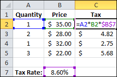 Absolute Row Formula