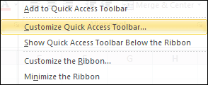 Customize Quick Access Toolbar