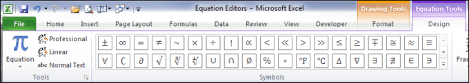 Equation Tools Tab 1