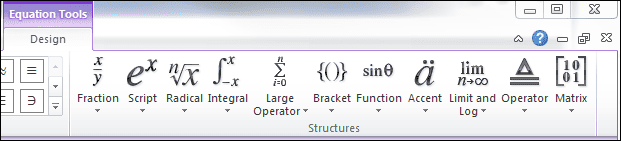 Equation Tools Tab 2
