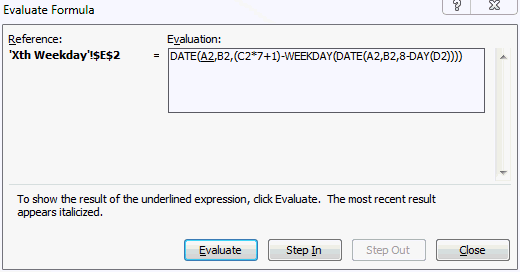 Evaluate Formula Xth Weekday of a Month