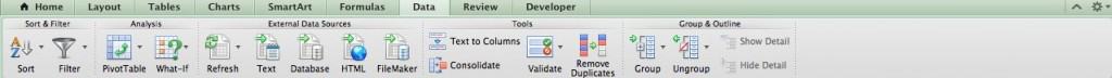 Excel 2011 Ribbon Data