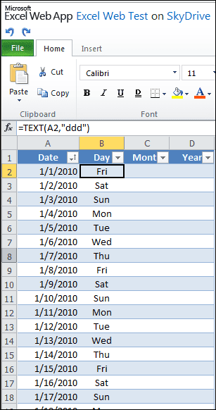 Excel Web Document Edit