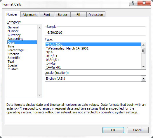 Format Cells Dialog Box