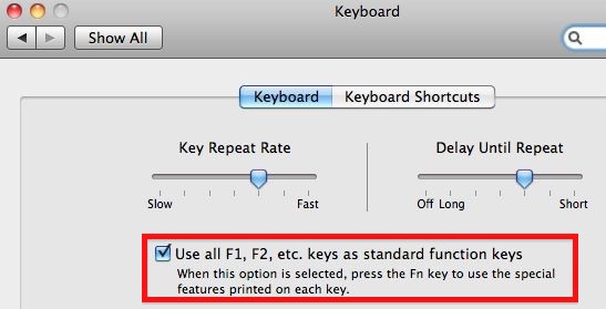 Mac Function Key System Preference