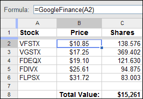 Google Finance Formula Spreadsheet