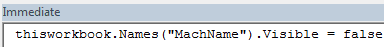 Hide Name with VBA Code in Immediate Window