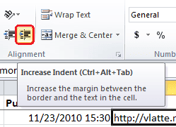 Indent Button on Home tab