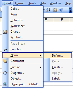 Named Constant Menu Selection 2003
