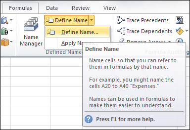 Named Constant Menu Selection