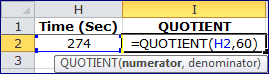 QUOTIENT Formula