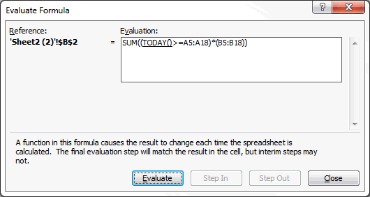 Single-Cell Array Evaluate Formula