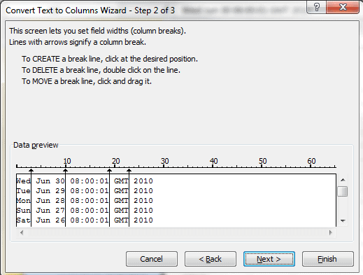 Text To Columns Wizard Step 2b