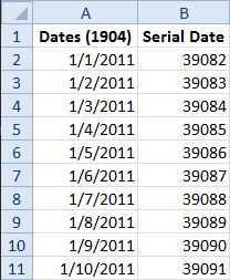 1904 Dates in Excel