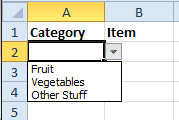 Category Drop Down List