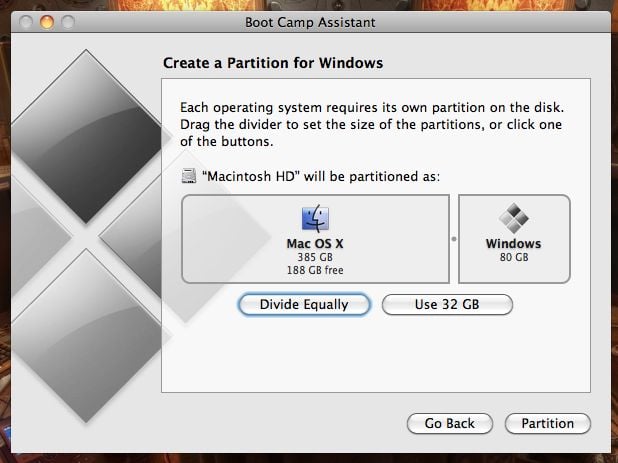 Create Partition on Mac for Windows
