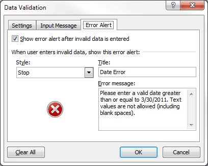 Data Validation Error Alert