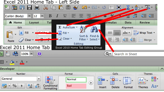 Excel 2010 Editing Group