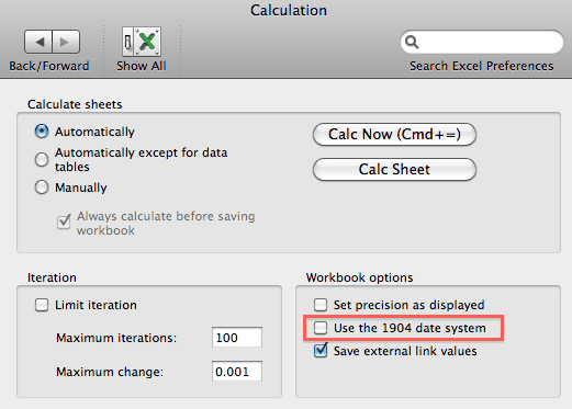 Excel Calculation Preferences