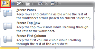 Freeze Panes Command Icon