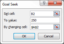 Goal Seek dialog box