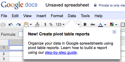 Google Docs pivot tables