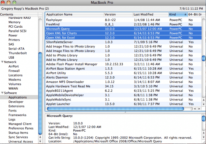 Microsoft Excel for Mac and PowerPC