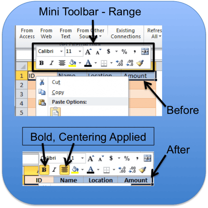 Mini Toolbar Range Option