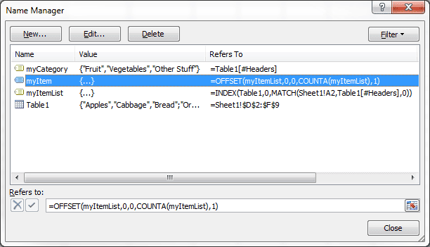 Name Manager for myList