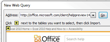 New Web Query Entire Page