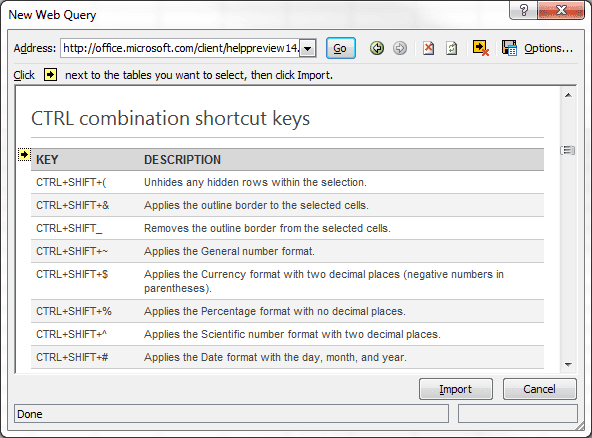 New Web Query Tables