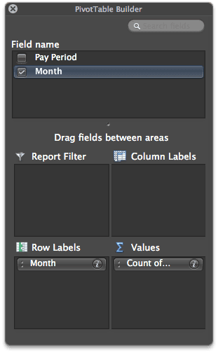 PivotTable Builder Month