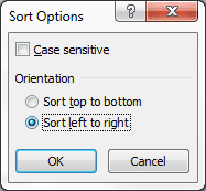 Sort options dialog box