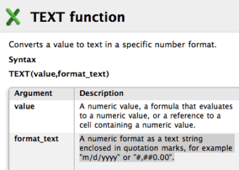 TEXT Function Syntax and Argument