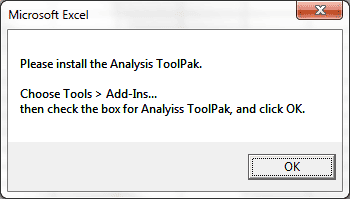 Analysis ToolPak PopUp