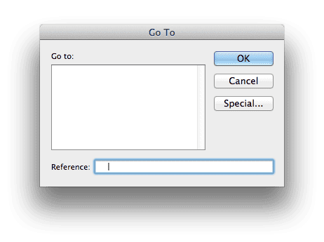 Go To dialog box