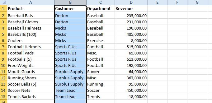 customers table how to alphabetize in excel