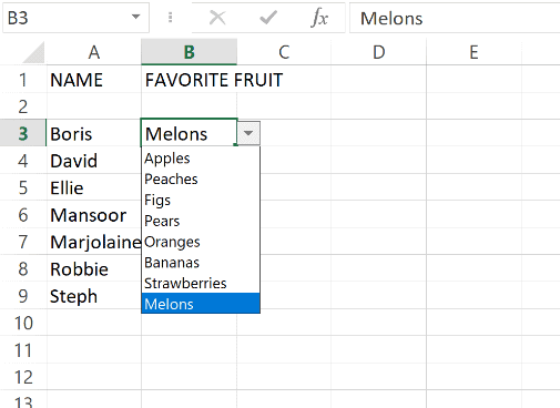 favorite fruit drop down how to make a drop down list in excel