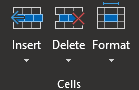 cells menu options to add or remove cells