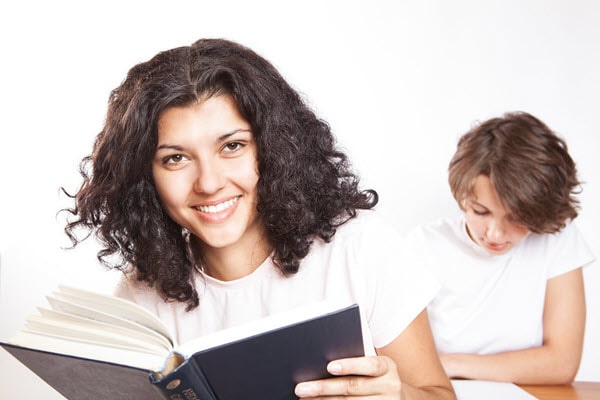 woman reading a book