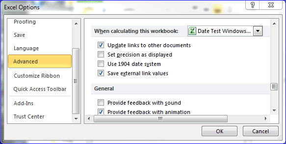 Excel Windows Date System