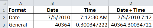 Date Time Values in Excel