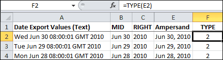TYPE Function in Excel