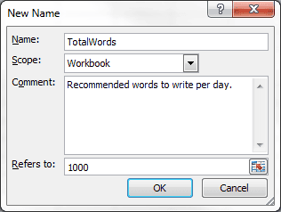 New Name Dialog Box with Constant Value