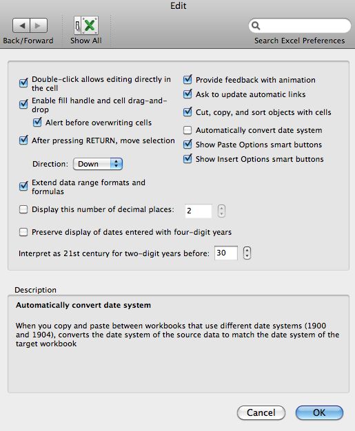 Excel 2011 Edit Dialog Box