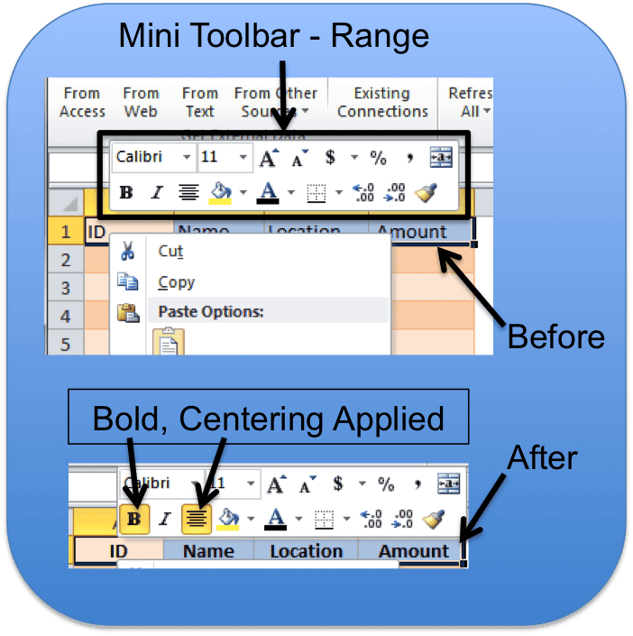 Mini Toolbar Range Option