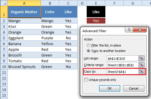Advanced Filter Copy to Another Sheet