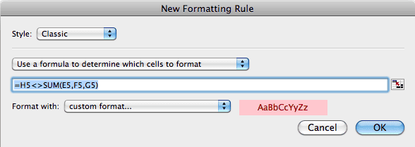 New Formatting Rule Mac