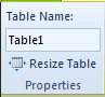 Table Name Windows