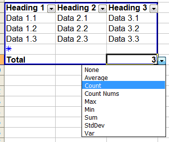 Toggle Total Row in List